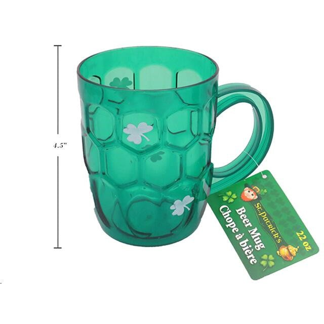 St Patricks Day Shamrock Beer Mug 22oz 12cm