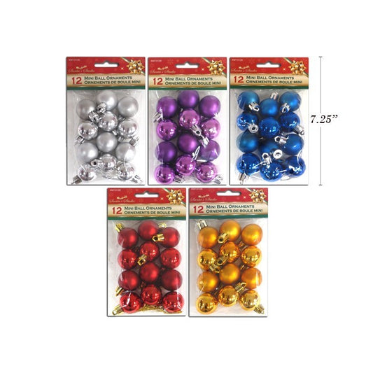 Christmas Baubles 12Pk 3Cm (5 Assorted Colours)