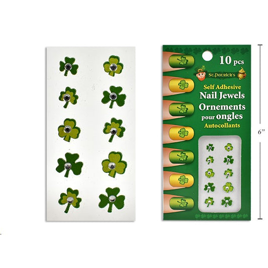 St Patricks Self Adhesive Finger Nail Jewel Art