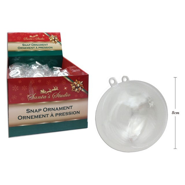 Xmas Craft Clear Snap Ornament Container 80Mm