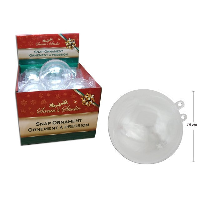 Xmas Craft Clear Snap Ornament Container 100Mm