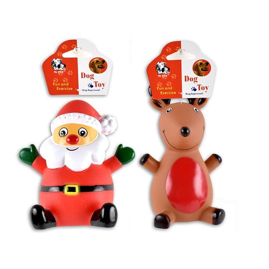 Christmas Toy For Pet Vinyl Squeaky Santa/Reindeer 12.7Cm