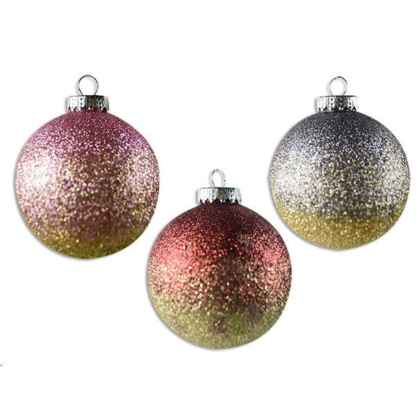 Christmas Ball 100Mm Gradient Glitter 3 Assorted