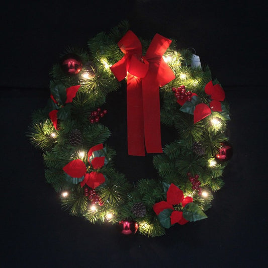 Christmas Pine Wreath 50Cm 100Tips W/20 Led (Bo)