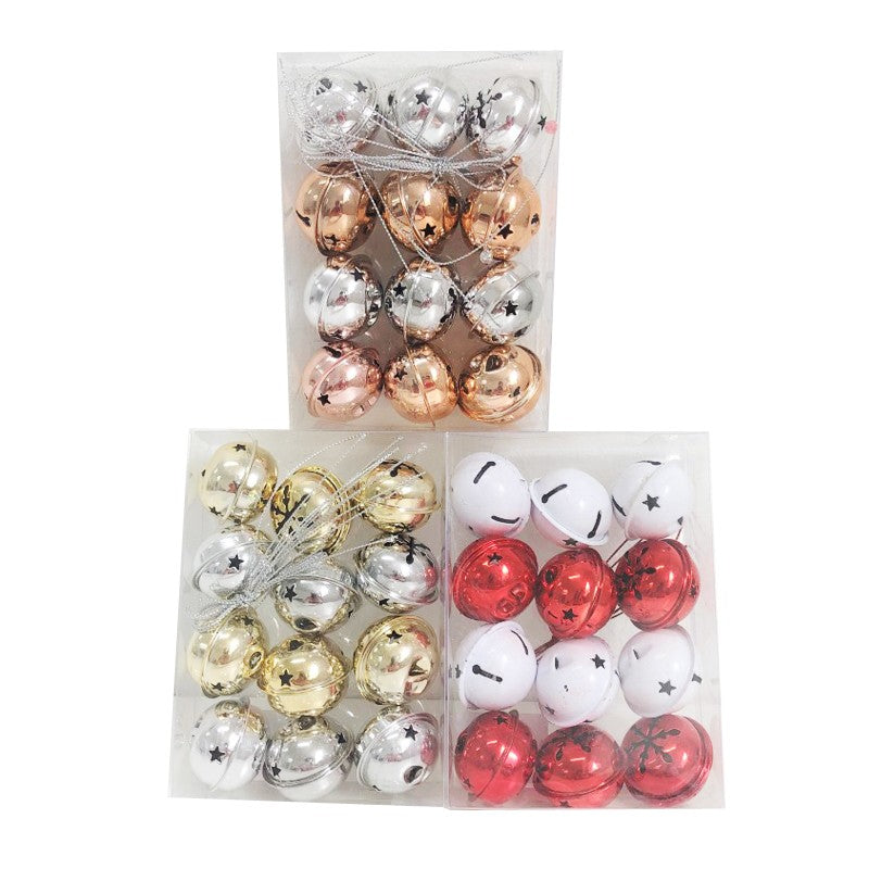 Christmas Bells 12pc In Pvc Box 4cm 3 Assortedd