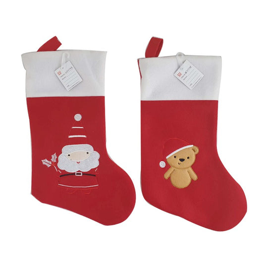 Christmas Stocking Embroidered 18 /46Cm 4Assorted