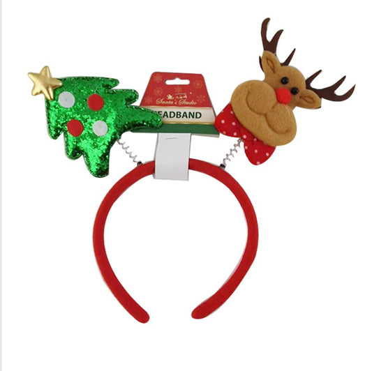 Christmas Headband Tree And Reindeer Adult