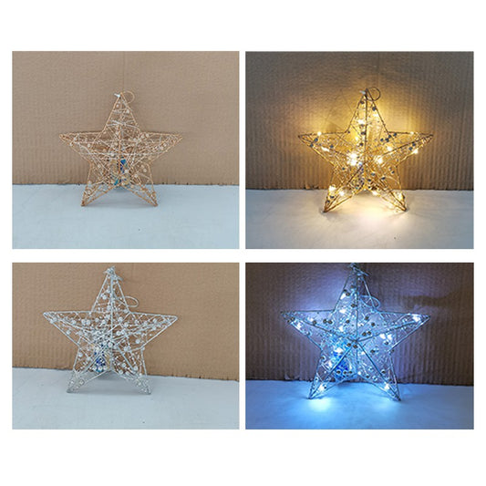 Metal Wire Beads Star 20Cm+15Led 2Colours