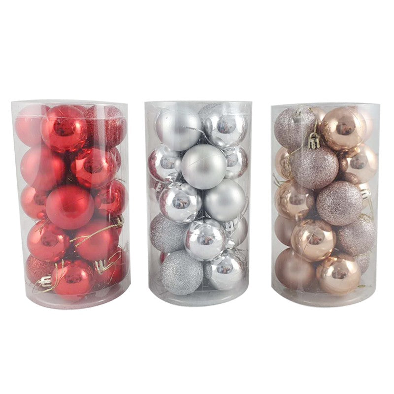 Christmas Bauble 4Cm Pk20 Shiny/Matt/Glitter Assorted Tube: 9.5Diax17.5Cmh