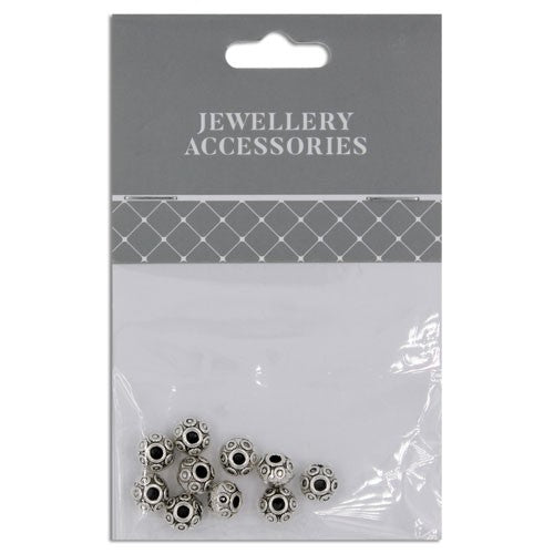 SPACER 8MM BALL 10PCS SILVER