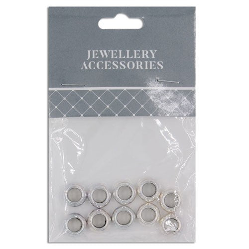 SPACER METAL ROUND 10MM 10PCS SILVER