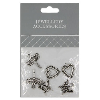 Charm Heart Butterfly Dragonfly 6pc