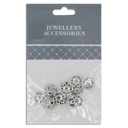 Bead Cap 10mm Flower Silver 15pcs