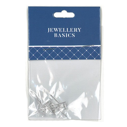 Flat Front Earring Post Br Silver 10pcs