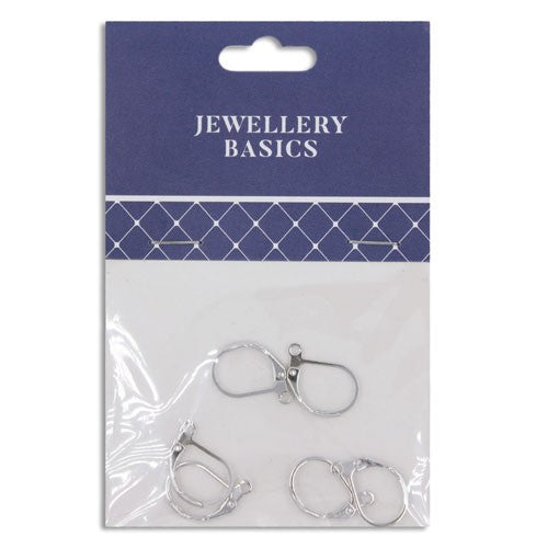 Earring Hook Lever Back Silver 6pcs