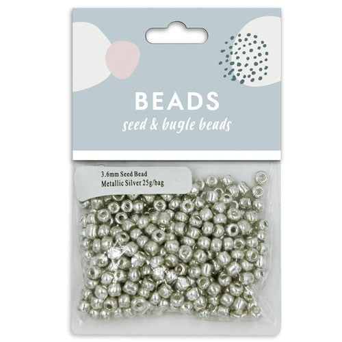 SEED BEADS 3.6MM GLASS SILVER