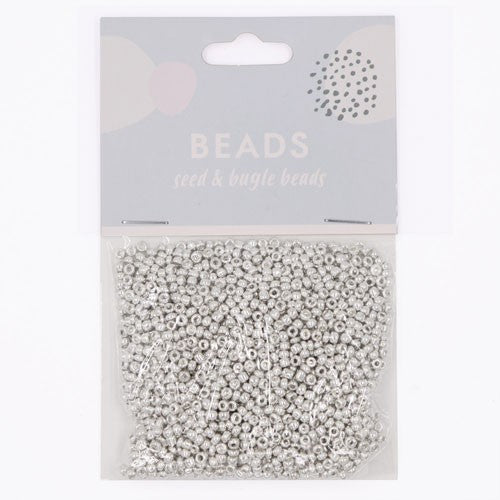 Seed Beads 1.8mm Glass Silver