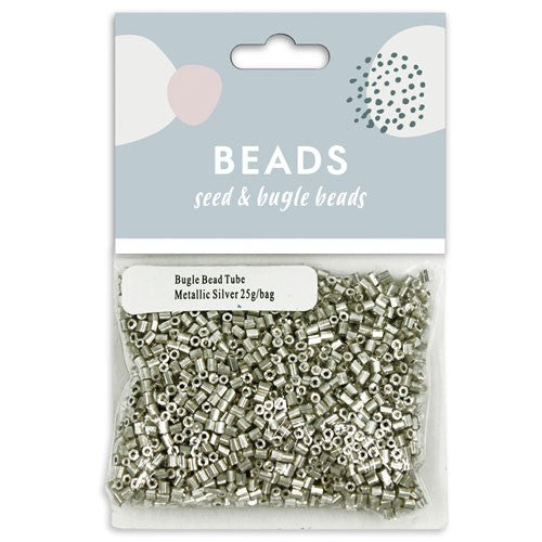 Bugle Bead Tube 25g Metallic Silver