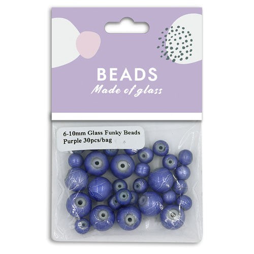 Glass Funky Beads 6-10mm Purple 30pcs