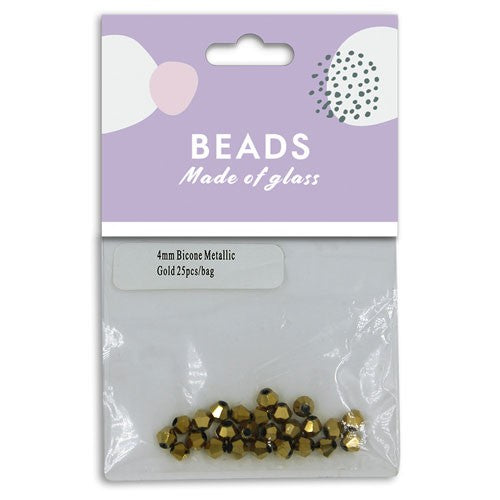 Bicone 4mm Metallic Gold 25pcs