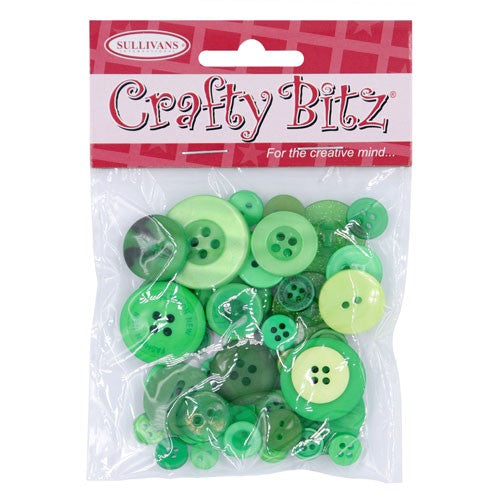 Craft Buttons Mixed 25g Green