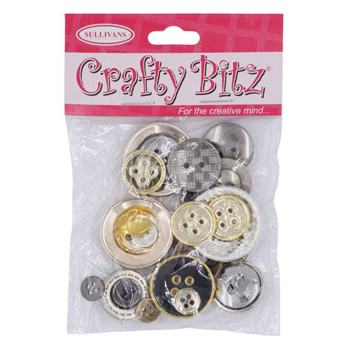 Craft Buttons Mixed 25g Metallic