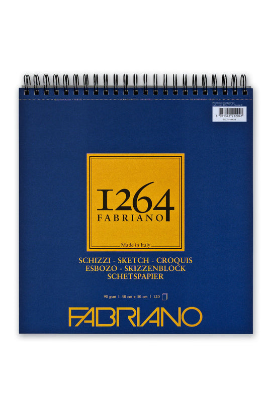 Fabriano 1264 Sketch Pad Spiral (Short Side) 90Gsm 30X30Cm 120 Shts