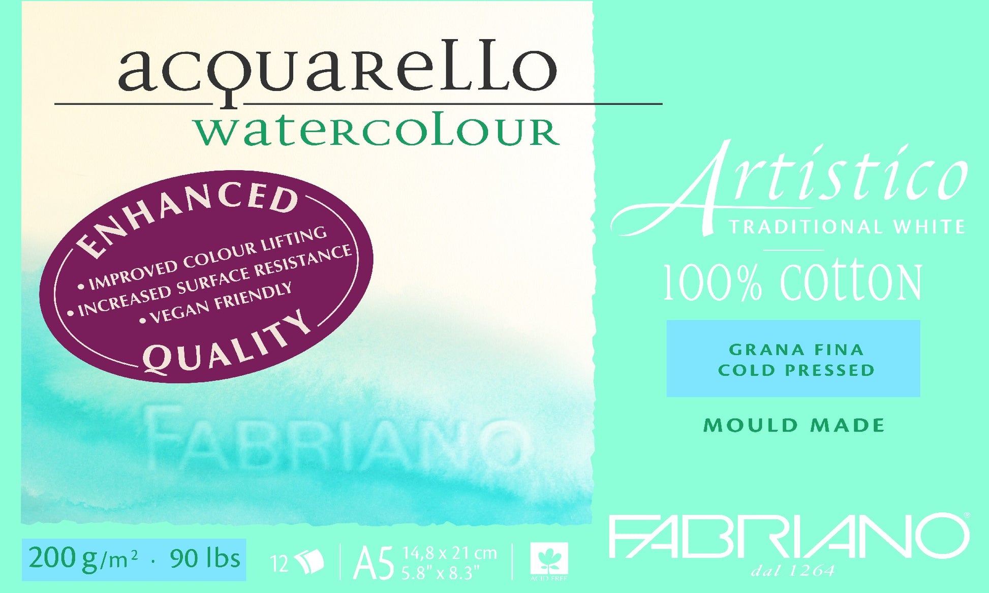 Fabriano Artistico Watercolour Enhanced 200Gsm A5 Medium Tw