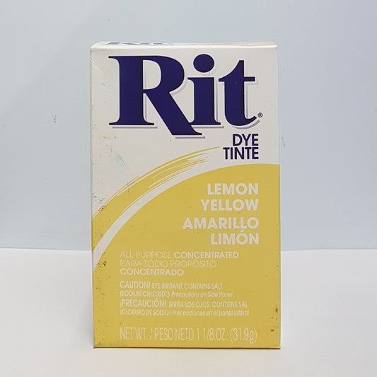 RIT DYE RIT FABRIC POWDER DYE ALL-PURPOSE 1.125oz (31.9g) Lemon Yellow