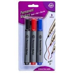 Markers Pk 3 Permanent Asstd Cols