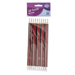 Pencils Hb Pk 10 W Eraser Strip/barrel