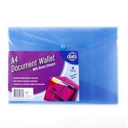 Document Wallet A4 Pk 4 Asstd Col