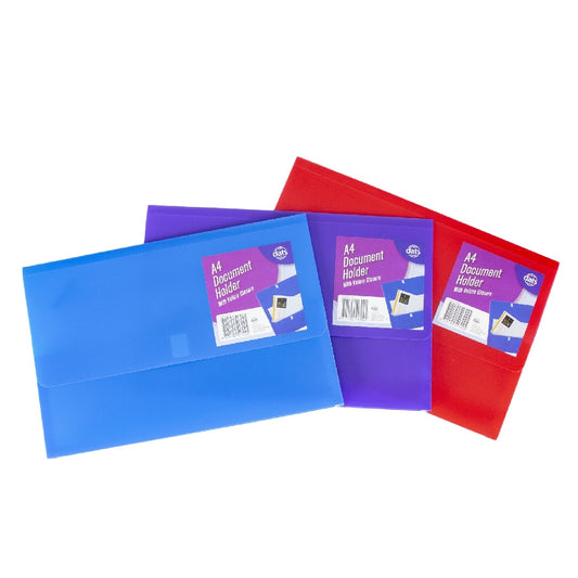 Document Wallet A4 W Vel Closure Asstd Cols