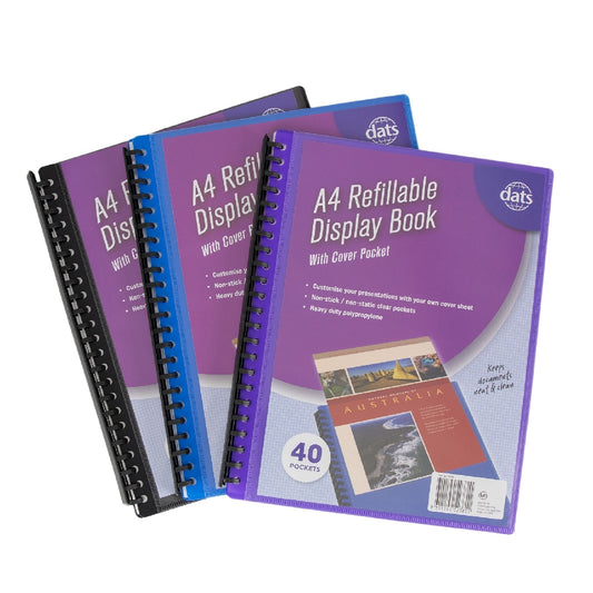 Display Book A4 40 Pocket W Front Pocket Asst
