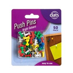 Pins Push Pk 50 Asstd Cols