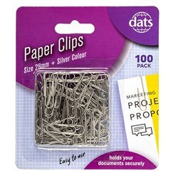 Clips Paper 28mm Pk 100