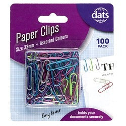 Paper Clips 33mm Coloured