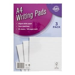 Writing Pad A4 3pk