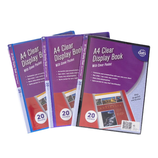 Display Book A4 20 Pockets With Display Cover Asst