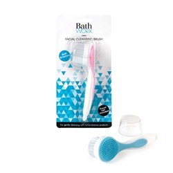 Facial Brush Plastic w Soft Grip 2 Asstd Cols 15x4cm