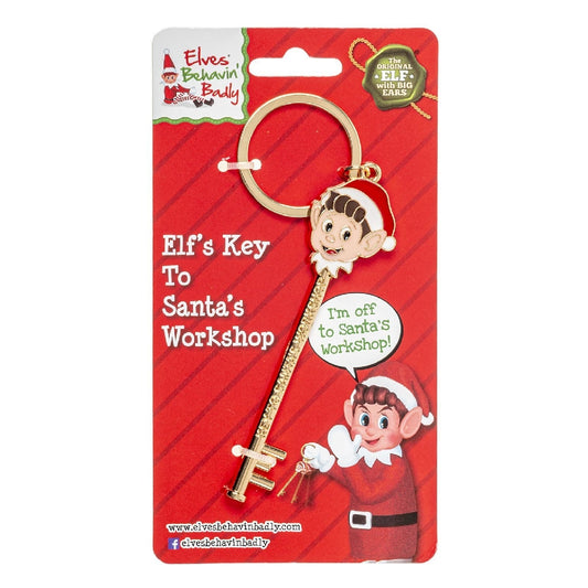 Christmas Elves Behaving Badly Santa Workshop Keyring