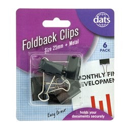 Clip Foldback Black Silver 25mm 6pk Asst