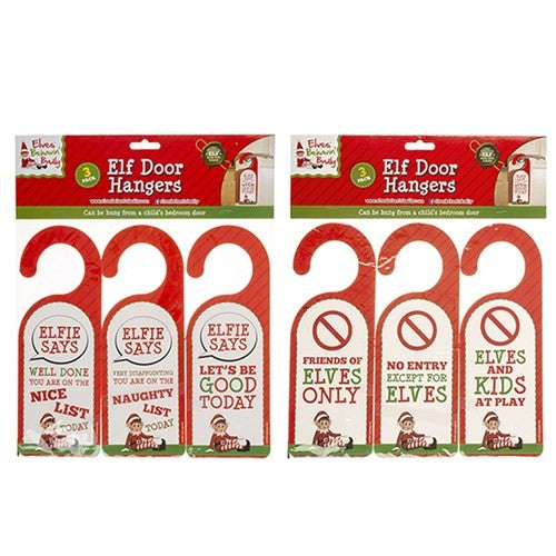 Christmas Elves Behaving Badly Elf Cardboard Door Hangers 3pk 2 Asstd