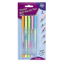 Pen Gel Premium 5pk Multi-tone Pastel Ink