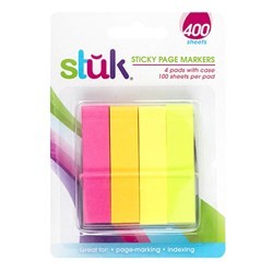 Note Sticky Page Marking 14x60mm 100shts X 4 Pads Wcase