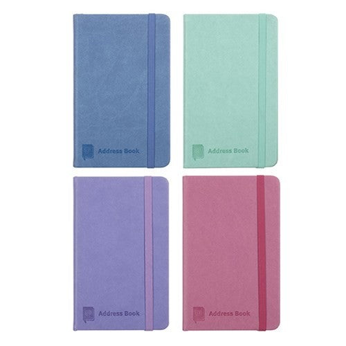 Address Book Pu Cover 4 Asstd Cols Slim W Elastic