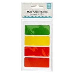 Label Rectangle Coloured Multi Purpose 66x25mm 72pk