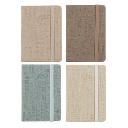 Diary PU Neutral Earthy w Elastic Pocket WTV 4 Assorted