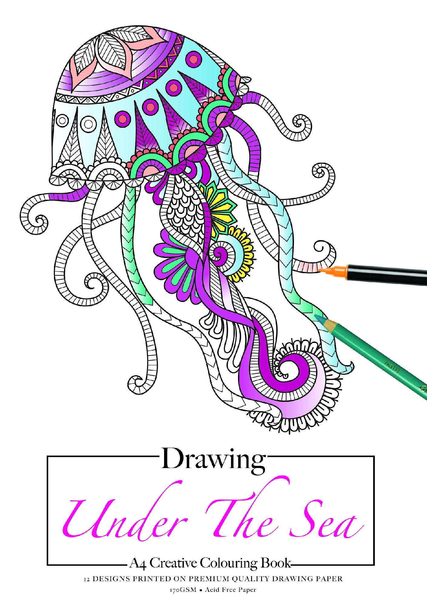 Jasart A4 Adult Colouring Book Drawing 12 Sheets Under The Sea (Fsc Mix Credit)