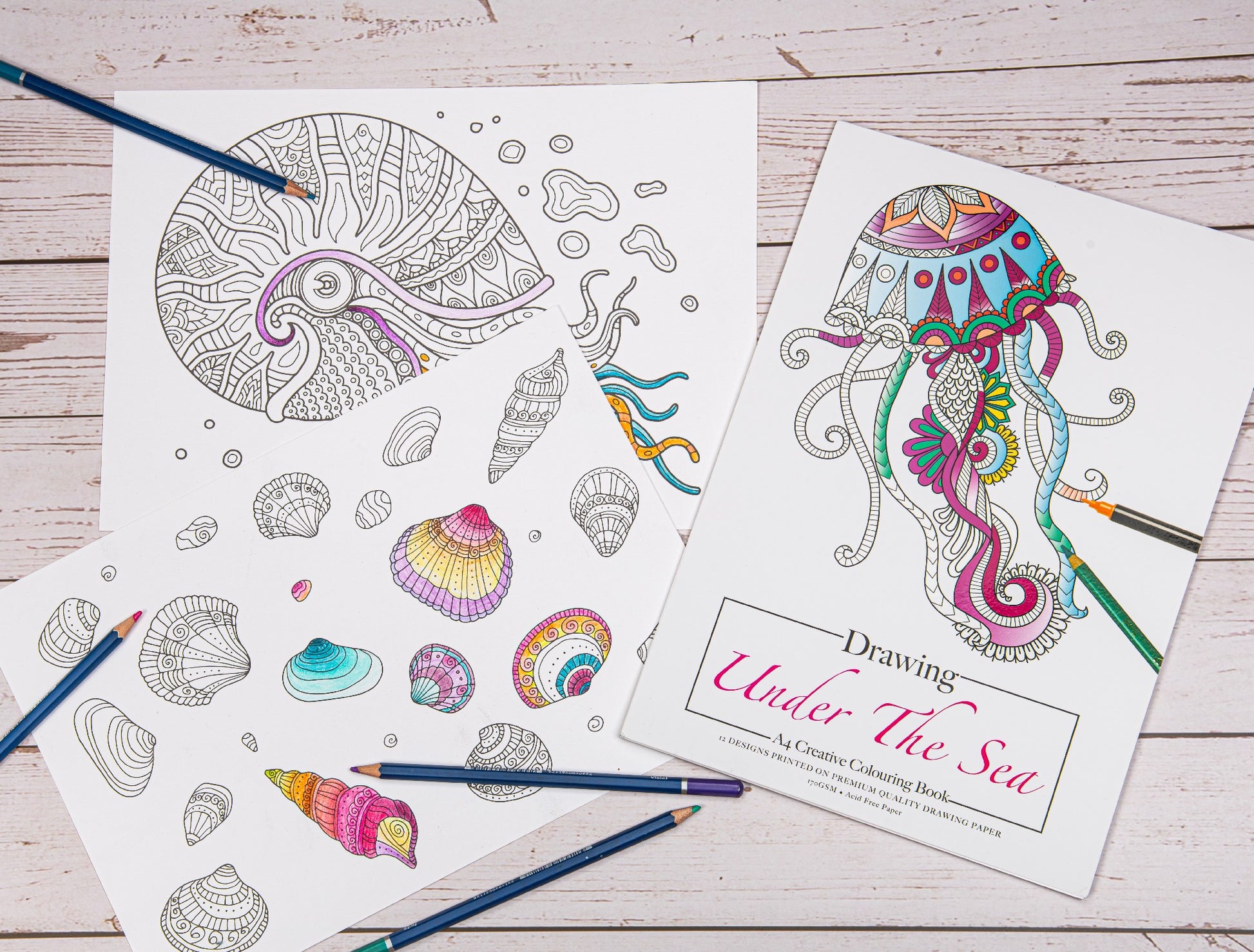 Jasart A4 Adult Colouring Book Drawing 12 Sheets Under The Sea (Fsc Mix Credit)